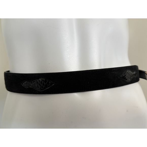 Liz Claiborne Genuine‎ Suede Leather Snake Trim Belt Women\'s Small Black 26-29\